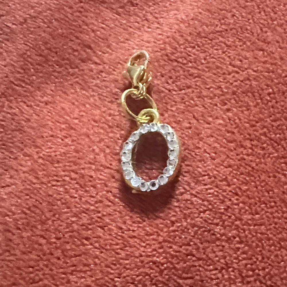 Swarovski Gold Plated Crystal letter “O” Charm with Swarovski Clear Stones